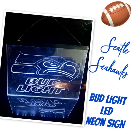 Seattle SeaHawks/Bud Light LED Neon Sign - Blue